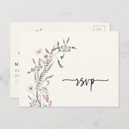 Floral RSVP Wedding Postcard