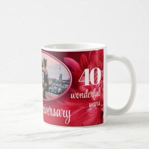 Floral ruby anniversary custom photo mug