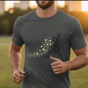 Floral Runner Silhouette Aesthetic Flower Design T-Shirt