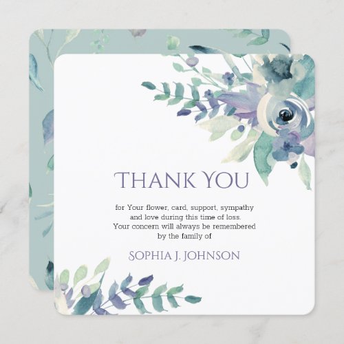 Floral Rusric Watercolor Funeral Thank You Card