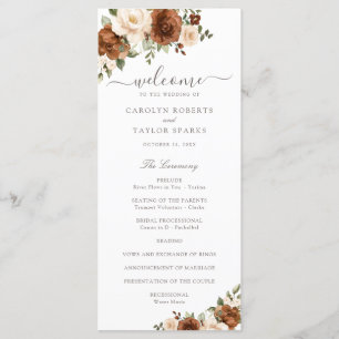 Floral Rust Blush Peach Greenery Wedding Program