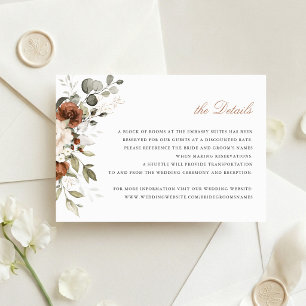 Floral Rust Cream Greenery Fall Details Insert Invitation
