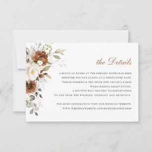 Floral Rust Cream Greenery Fall Details Insert Invitation