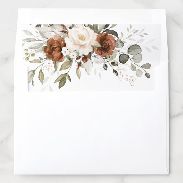 Floral Rust Cream Greenery Fall Envelope Liner (In Envelope)