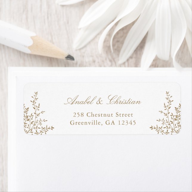 Floral Rust Greenery Cream Return Address Label (Insitu)