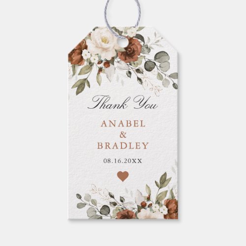 Floral Rust Greenery Gold Wedding Gift Tags