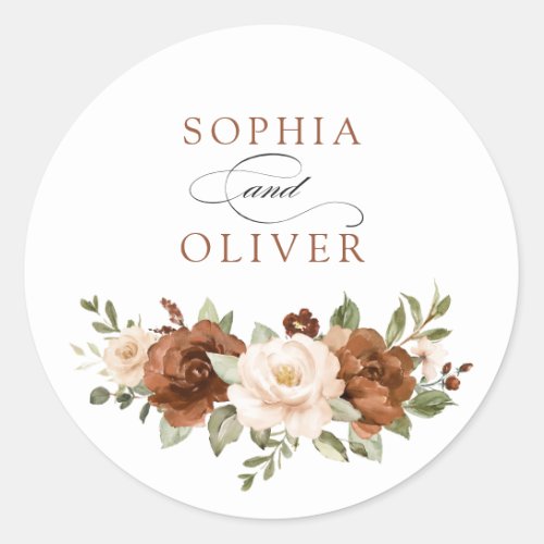 Floral Rust Greenery Peach Envelope Seal Sticker