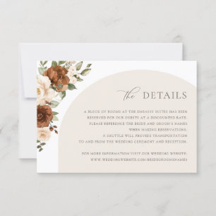 Floral Rust Peach Greenery Fall Details Insert Inv Invitation