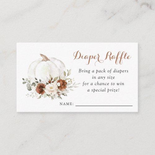 Floral Rust Pumpkin Baby Shower Diaper Raffle Enclosure Card