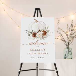 Floral Rust Pumpkin Bridal Shower Welcome Foam Board