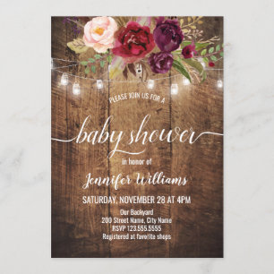 Floral Rustic Baby Shower Invitation