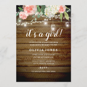 Floral Rustic Backyard Baby Shower Invitation