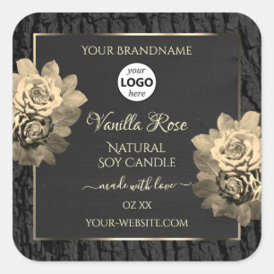 Floral Rustic Black Tree Bark Product Labels Logo