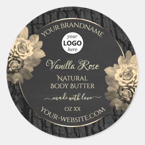 Floral Rustic Black Tree Bark Product Labels Logo