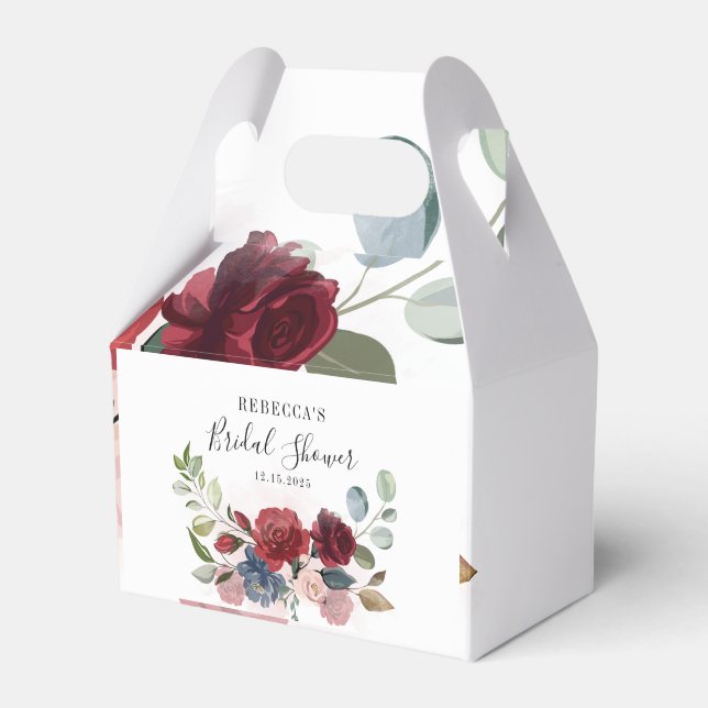 Floral Rustic Blush Bridal Shower Party Favor Boxes (Front Side)