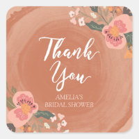 Floral Rustic Bridal Shower Thank You Square Square Sticker