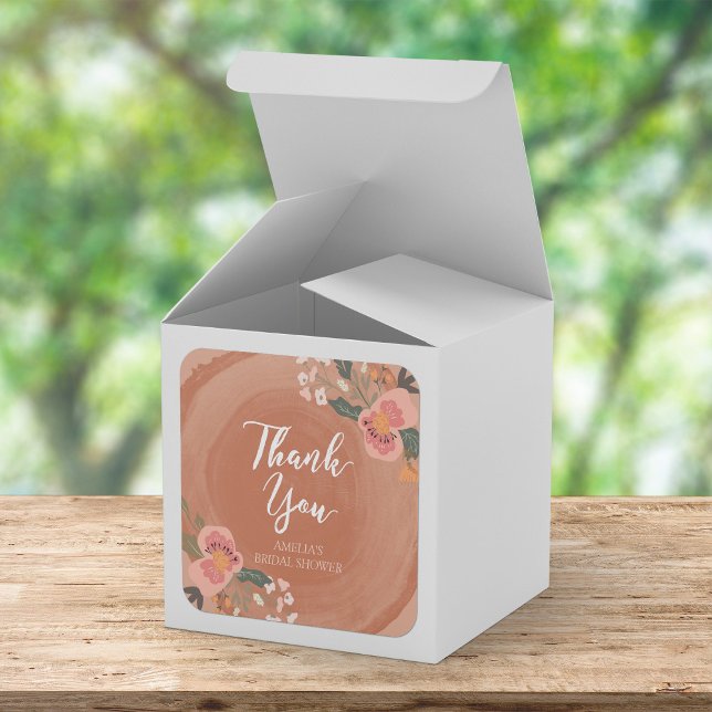 Floral Rustic Bridal Shower Thank You Square Square Sticker (Creator Uploaded)