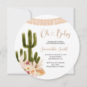 Floral Rustic Cactus Baby Shower Invitation