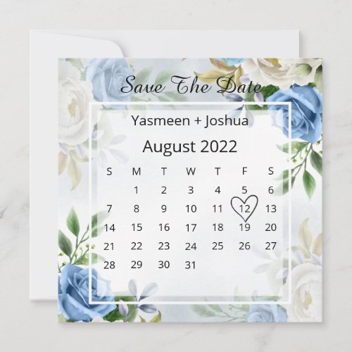 Floral Rustic Calendar Wedding  Save The Date