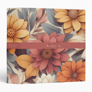 Floral rustic colorful bohemian botanical 3 ring binder