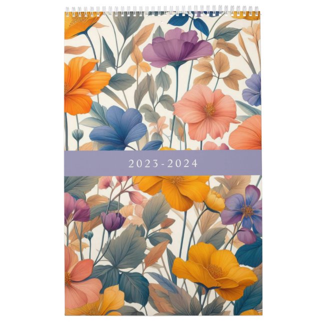 Floral rustic colorful bohemian botanical calendar (Cover)