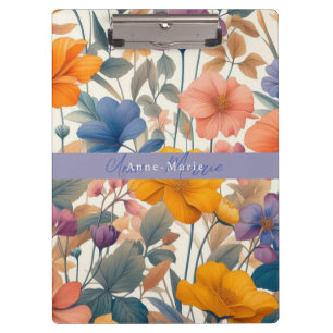 Floral rustic colorful bohemian botanical clipboard