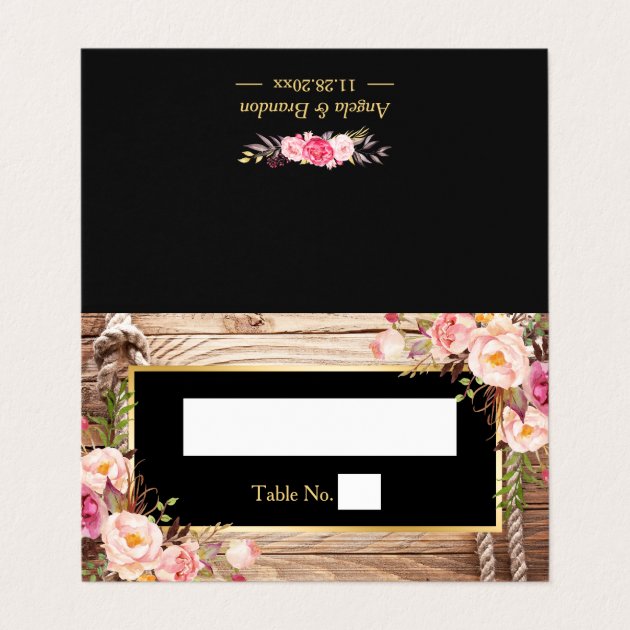 Floral Rustic Country Barn Wood Look Place Card