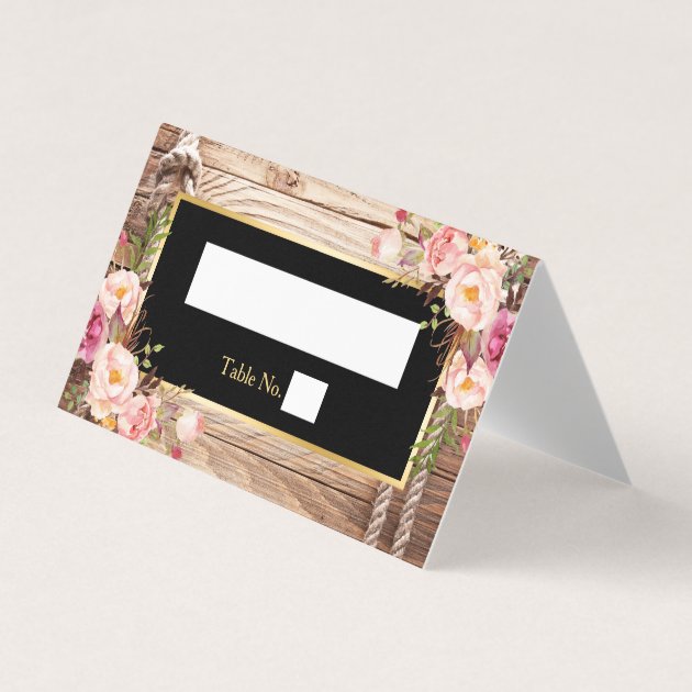 Floral Rustic Country Barn Wood Look Place Card