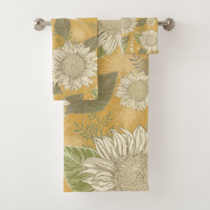 Floral Rustic Country Floral Sunflower Bath Towel Set