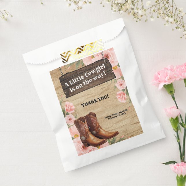 Floral Rustic Cowgirl Boots Baby Shower Favor Bag (Sealed)