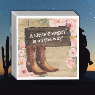 Floral Rustic Cowgirl Boots Baby Shower Napkins
