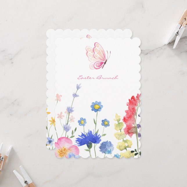 Floral Rustic Easter Invitation (Front/Back In Situ)