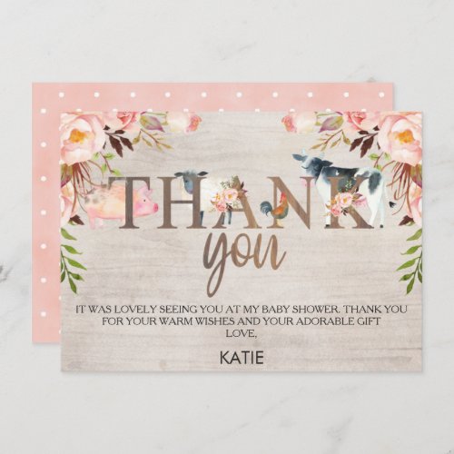 Floral Rustic Farm Baby Shower Thank You Card