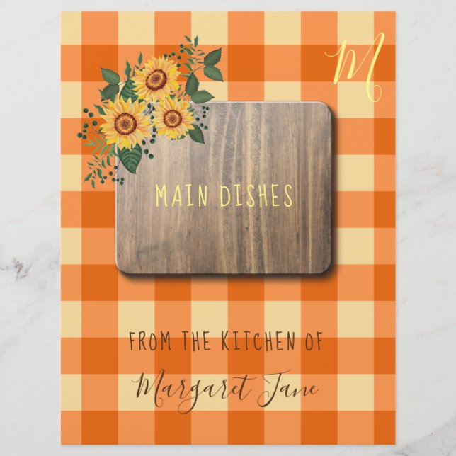 Floral rustic farmhouse recipe organizer divider (Front)