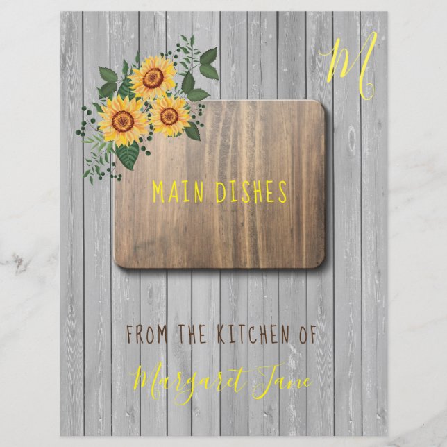 Floral rustic farmhouse recipe organizer divider (Front)