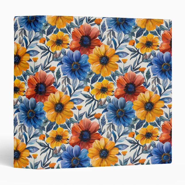  Floral rustic fashion retro pattern 3 Ring Binder (Front/Spine)