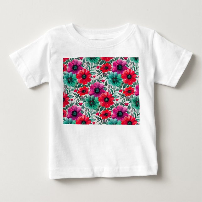  Floral rustic fashion retro pattern Baby T-Shirt (Front)