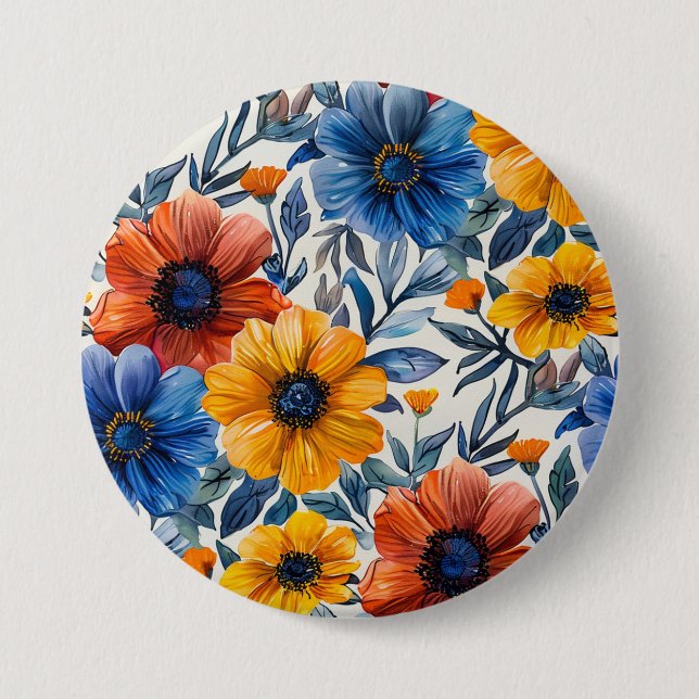  Floral rustic fashion retro pattern Button (Front)