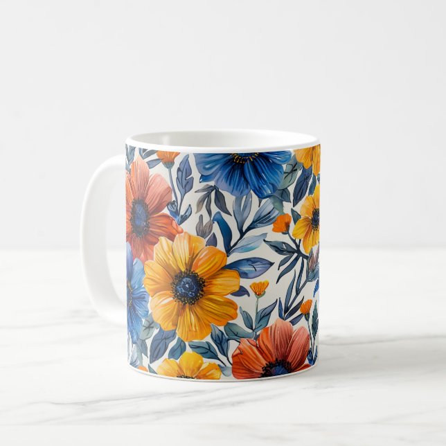  Floral rustic fashion retro pattern Coffee Mug (Front Left)