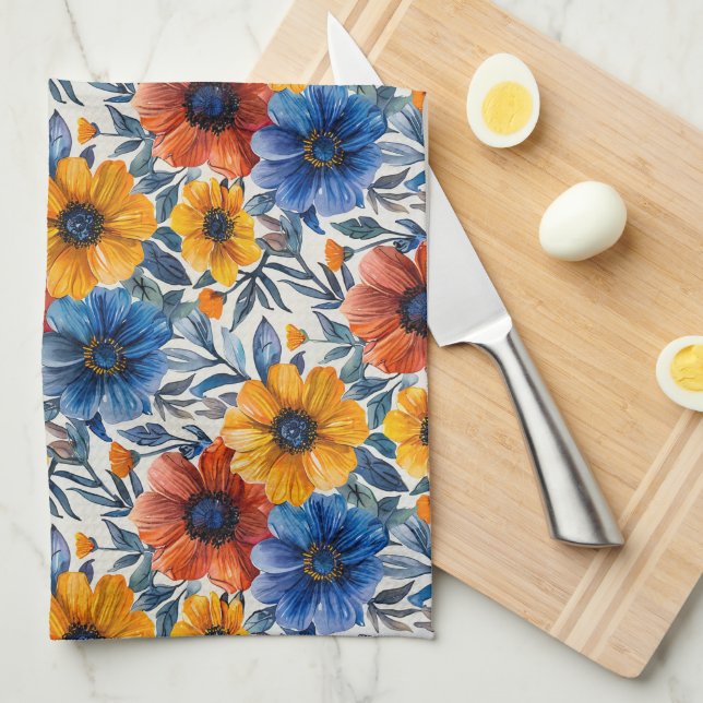  Floral rustic fashion retro pattern Kitchen Towel (Quarter Fold)
