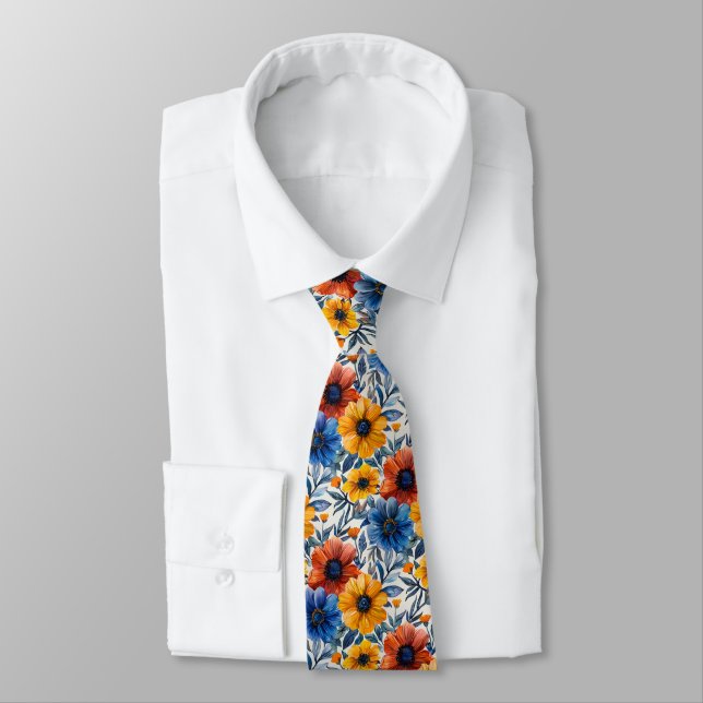  Floral rustic fashion retro pattern Neck Tie (Tied)