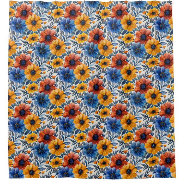  Floral rustic fashion retro pattern Shower Curtain (Front)