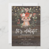 floral rustic fox let's celebrate birthday invitation (Front)