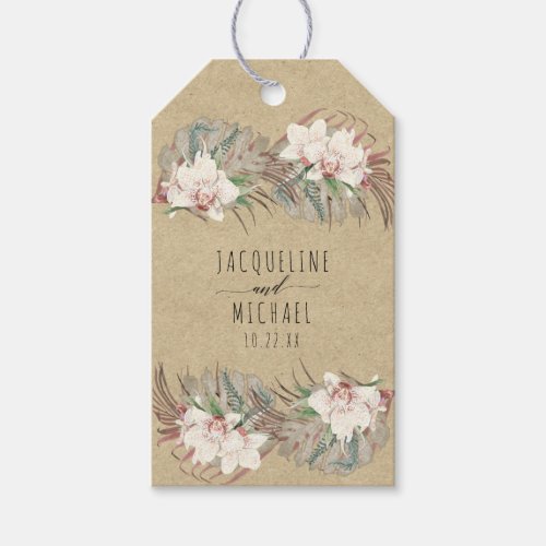 Floral Rustic Kraft Beach Orchid Palm Greenery Gift Tags