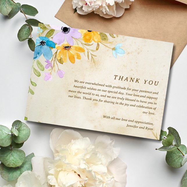 Floral Rustic Outdoor Wedding Thank You Photo (Floral Rustic Outdoor Wedding Thank You Photo)