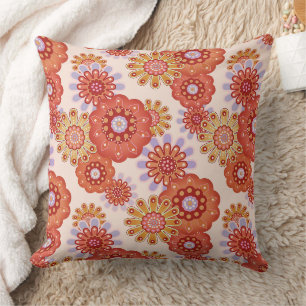 Floral rustic retro brown beige throw pillow