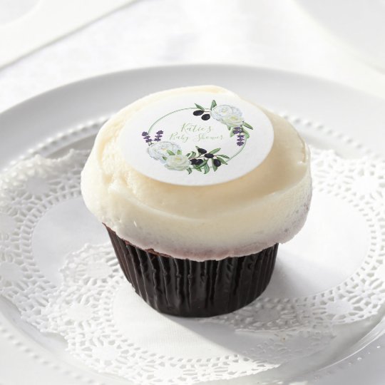 Floral Rustic Romantic Wreath Cupcake Baby Shower Edible Frosting Floral Rustic Romantic Wreath Cupcake Baby Shower Edible Frosting