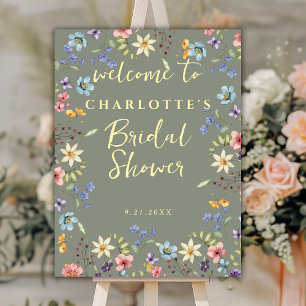 Floral Rustic Sage Green Bridal Shower Welcome Foam Board