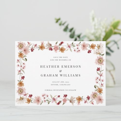 Floral Rustic Save The Date