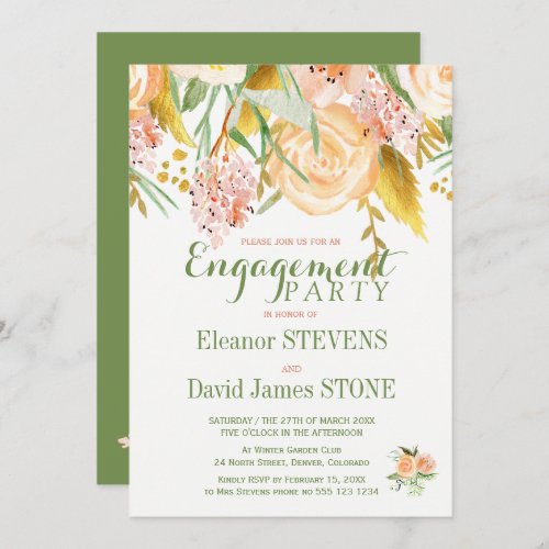 Floral rustic spring engagement party invite